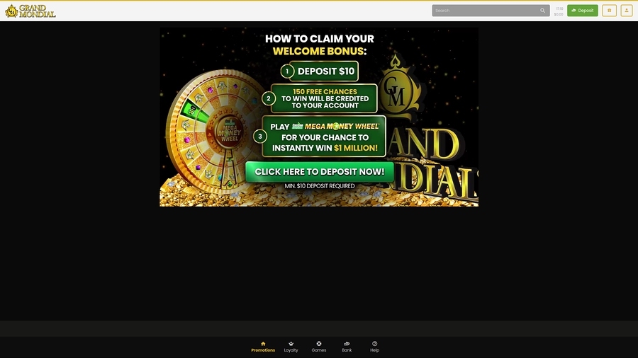 Grand Mondial Casino : Inscription de nouveaux joueurs